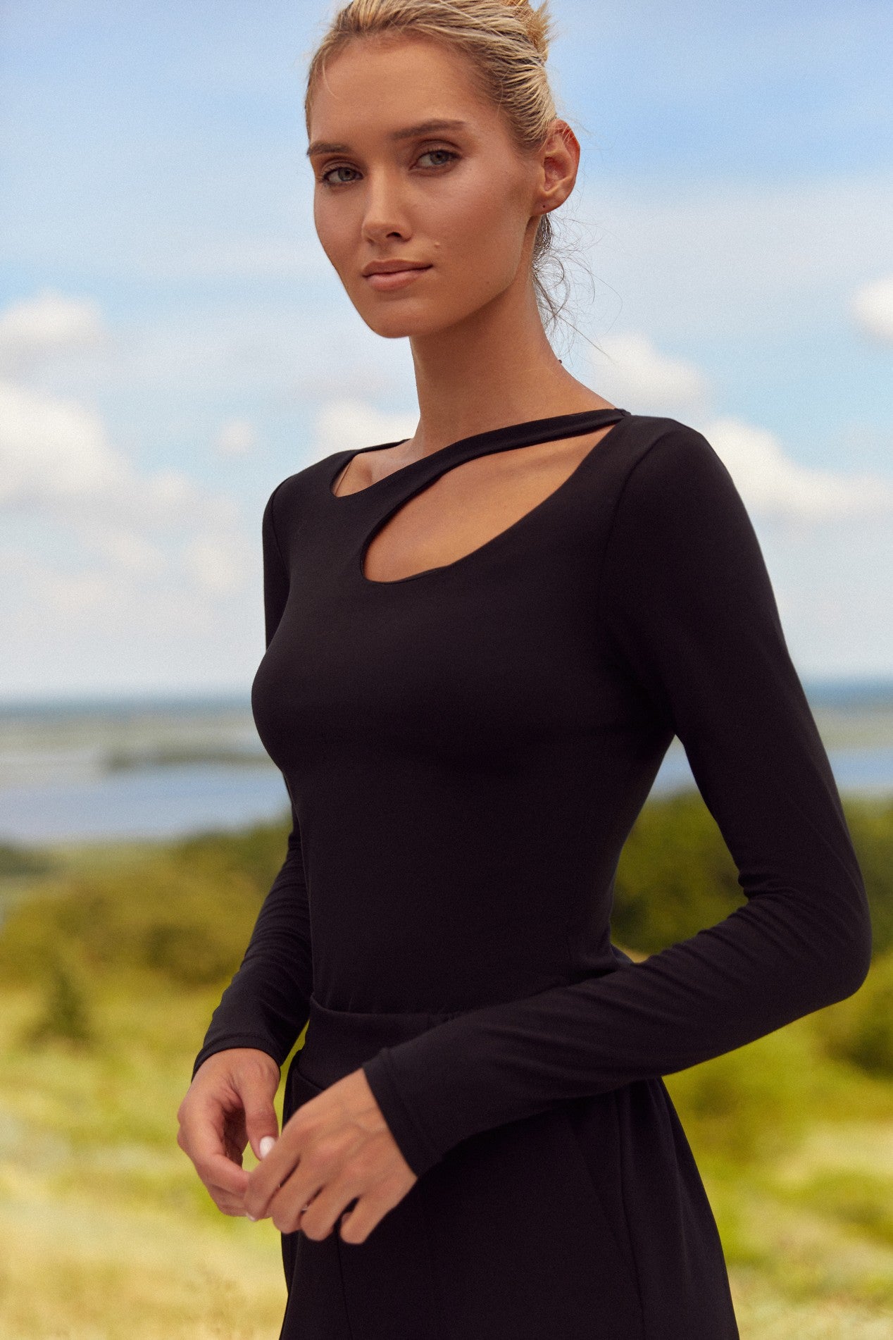 Cut Longsleeve - Women's Fitted Long Sleeve Cutout Top | FemeAdor Black / L-XL Cut Longsleeve - Women's Fitted Long Sleeve Cutout Top | FemeAdor Black / L-XL
