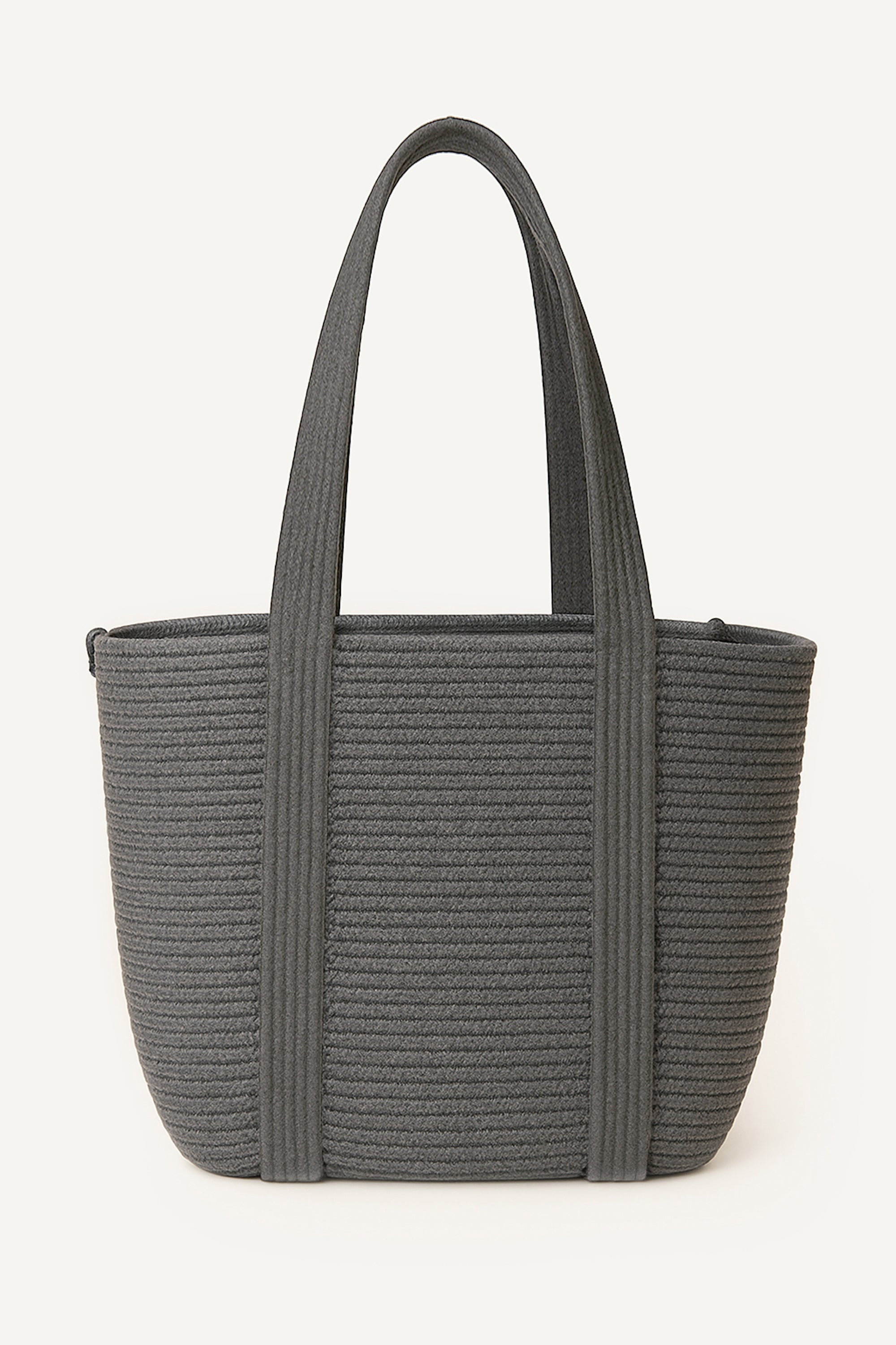 Front view of the all gray brixen crochet tote bag made from cotton on a white background
