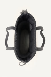 Top open view of the all gray brixen crochet tote bag made from cotton on a white background