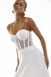 Front view of the Timeless Corset in white with structured fit, lace-up back and romantic silhouette